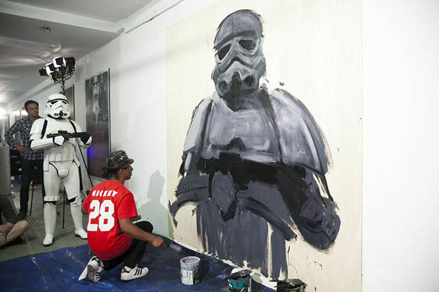 Robert Vargas Painting Stormtrooper Mural