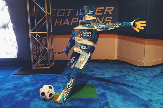 Bud Light Soccer Player Made from Bud Light Boxes