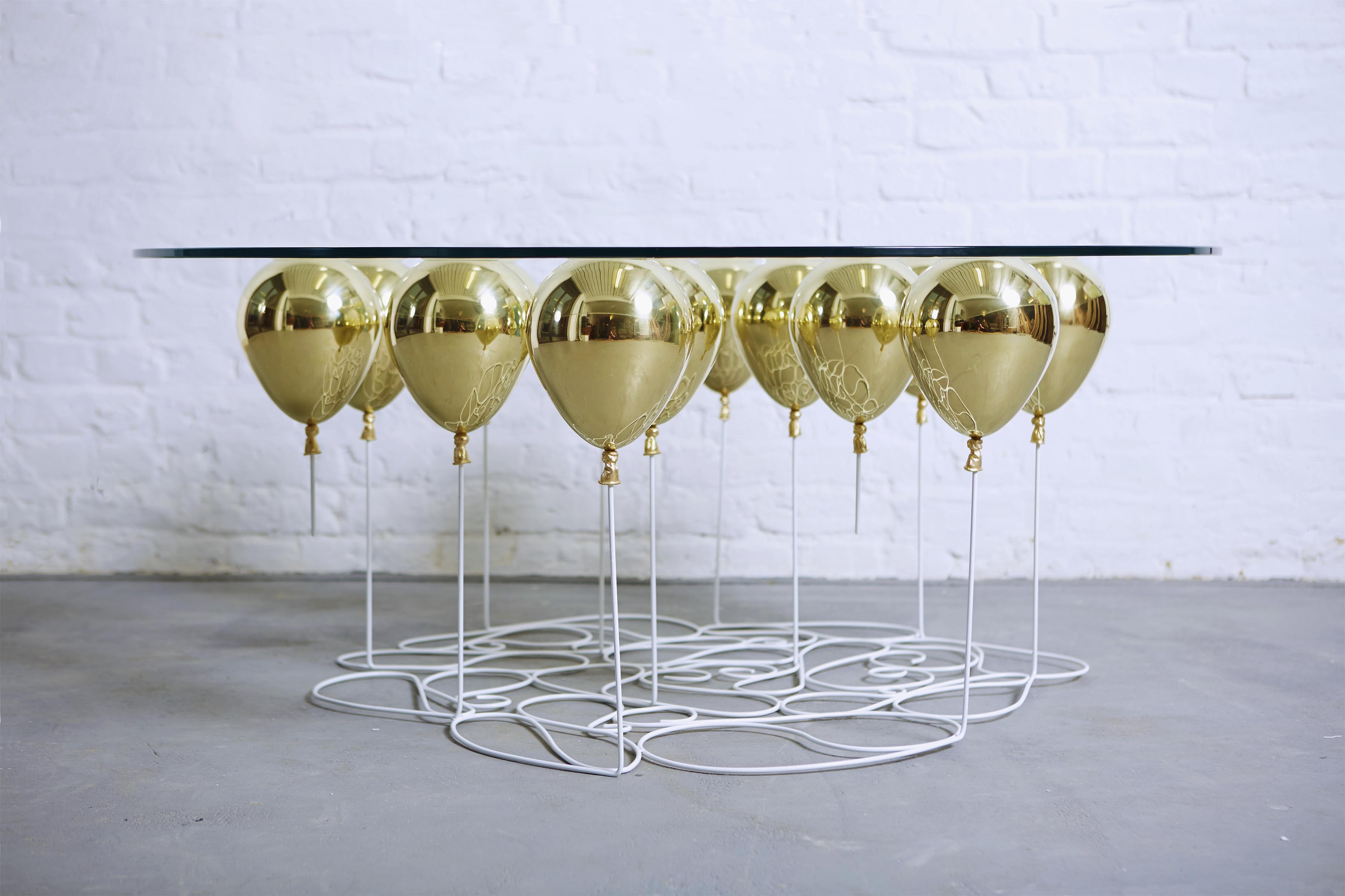 UP Balloon Coffee Table with Gold Balloons