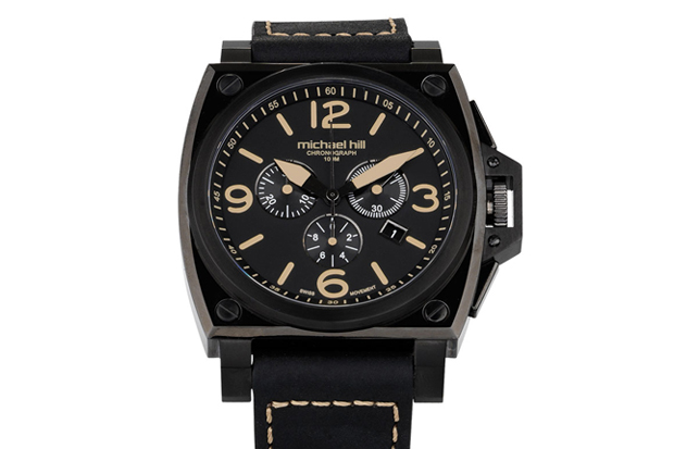 Black Chronograph with Stainless Steel and a Leather Strap