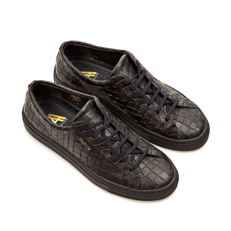 Axel Arigato Black Alligator Embossed Leather Low Sneaker