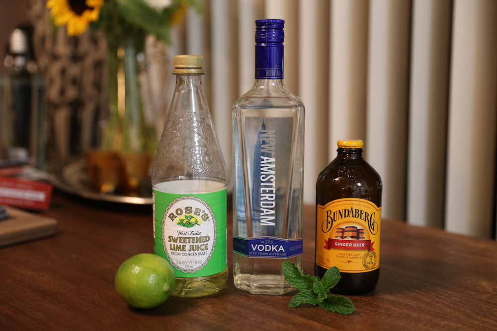 Ingredients for an Amsterdam Mule Cocktail