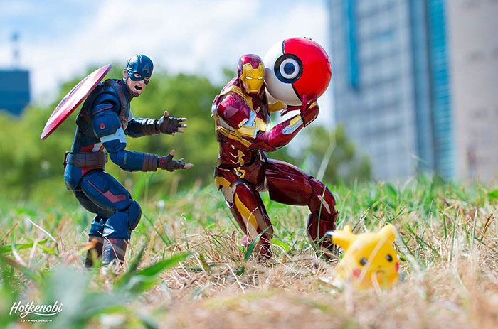 Hot.kenobi - Iron Man and Captain America catching Pokemon
