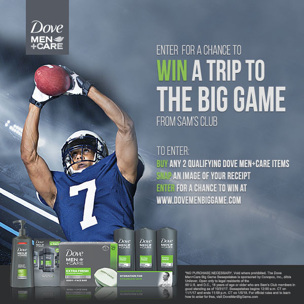 Win a trip to the big game with Dove Men+Care