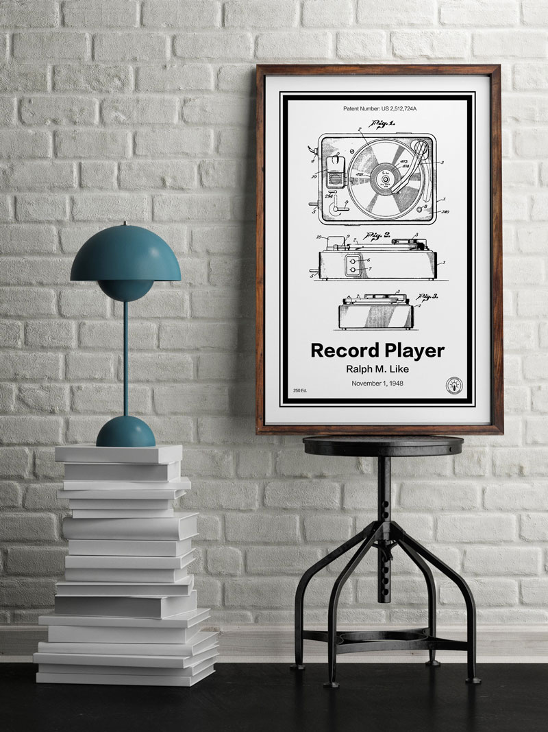 Retro Patent Poster Record Player