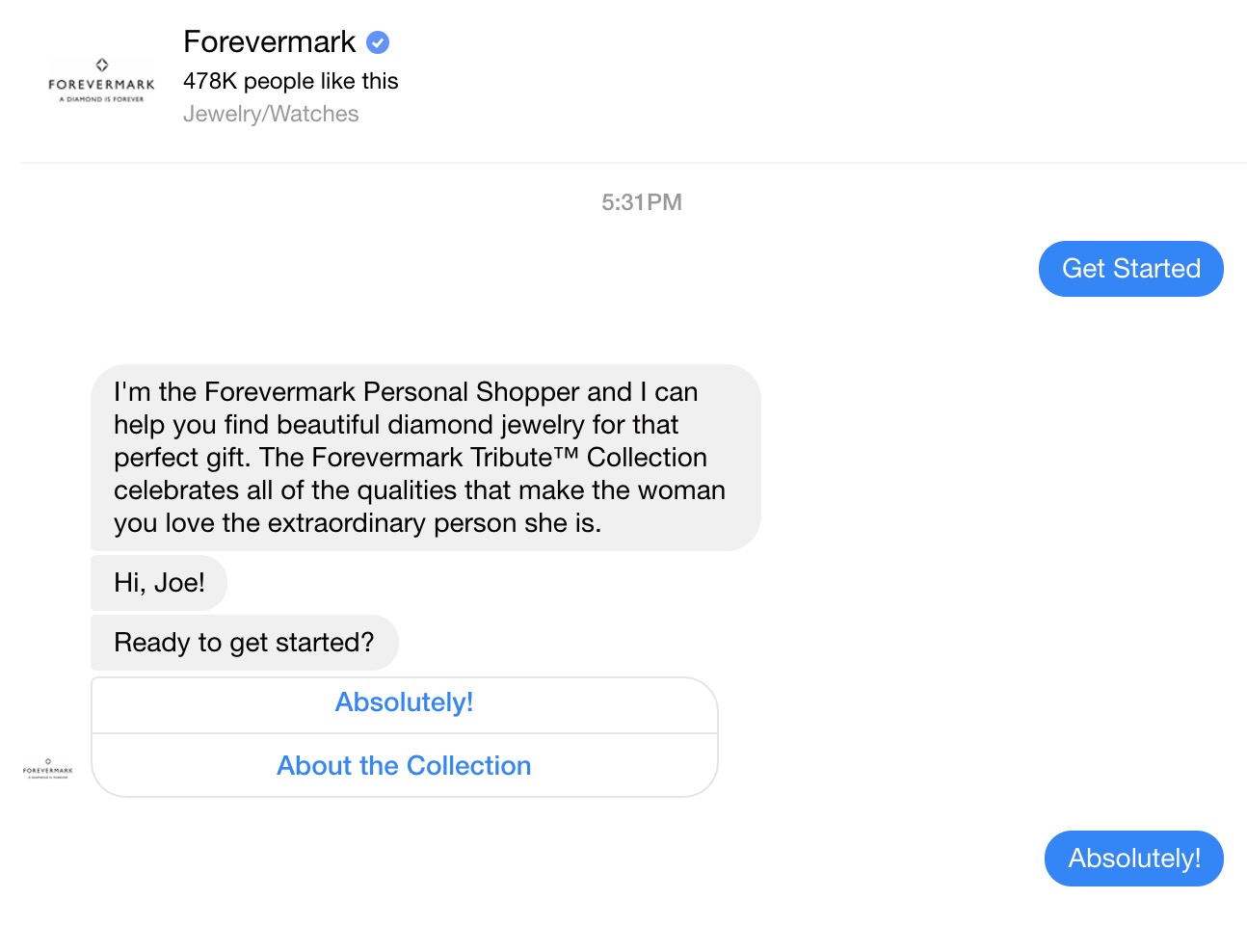 Forevermark Personal Shopper Chatbot